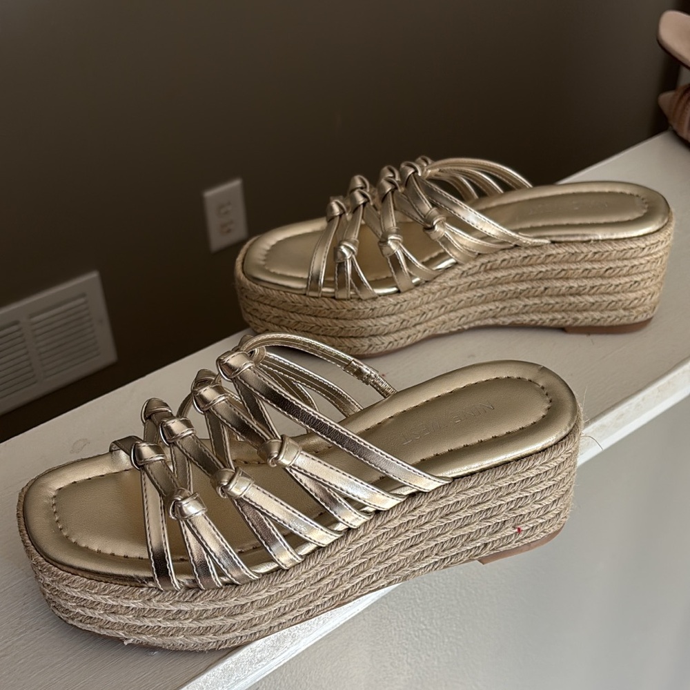 Nine West Metallic Espadrille Wedges
